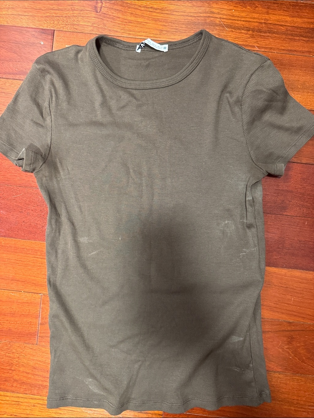 Women's Ribbed Short Sleeve Tee - Olive
